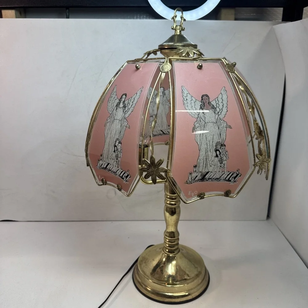 Vintage Touch‎ Lamp OK LIGHTING Angel Glass Panels Lamp Angel Nice